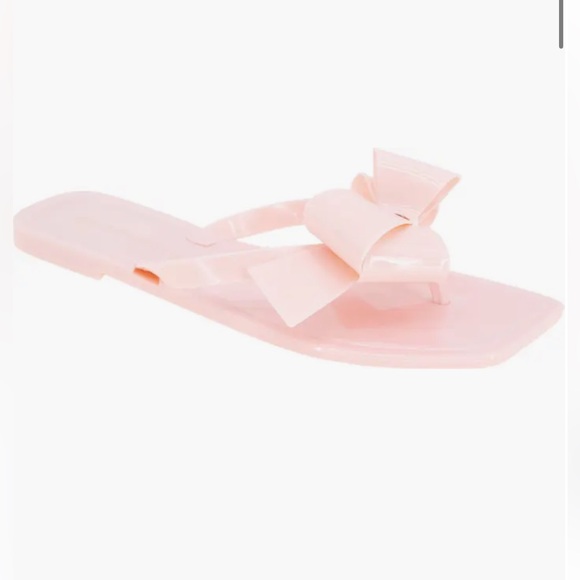 NWT BCBGeneration Lima Jelly Bow Sandals | Baby Pink Slip-On Flip Flops | Size 7 - Picture 3 of 7